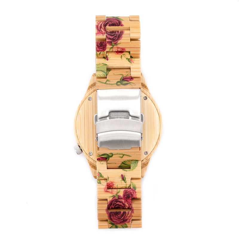 Floral Wooden Wristwatch