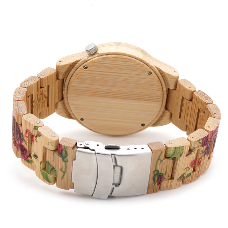 Floral Wooden Wristwatch